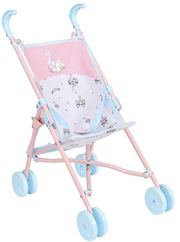BabyBoo Single Stroller | Toy Dolls Buggy | Baby Doll Pushchair | Childrens Baby Doll Stroller Toy Umbrella Fold Stroller | Role Play Toy Dolls Buggy Pushchair | Ages 2+ (Pink Unicorn & Flamingo)