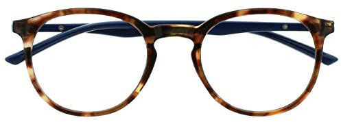 OPULIZE Met Marron Écaille Bleu Marine Lunettes De Lecture Grand Rond Confortable Hommes Femmes Charnières Ressort R60-2 +0,00