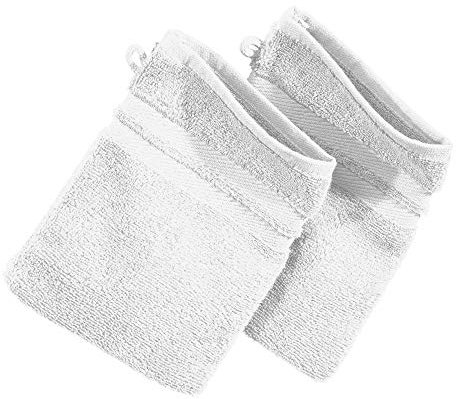 Erwin Müller Walk-Frottier Bio Waschhandschuh im 2er-Pack, Serie Tübingen weiß Größe 16x21 cm - eine Luxus-Qualität der absoluten Spitzenklasse, enorm saugstark, 100% Baumwolle