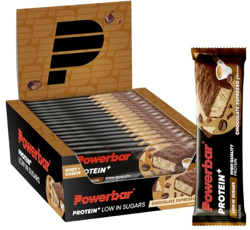 Powerbar - Protein Plus - Low Sugar - Chocolate Espresso - 16x35g - Barrita alta en proteínas y baja en azúcar - sin aceite de palma
