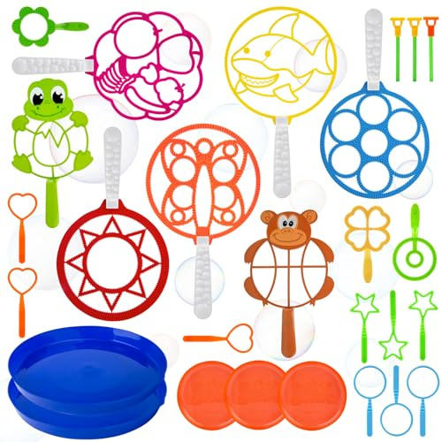 27 Pezzi Bolle Sapone Set Kit Macchina Bolle Multicolore Bambini Impostato Creativo di Bollw Giganti Sapone Kit per Festa di Compleanno Matrimonio Attività All'aperto Estiva