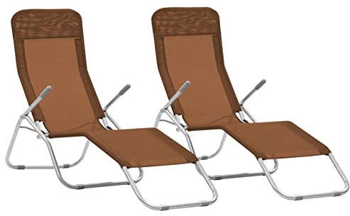 Gecheer Klappliegen 2 STK. Gartenliege Campingliege Sonnenliege Strandliege Klappbar Liege Kippliege Saunaliege Relaxliege Liegestuhl Klappliege Textilene Taupe