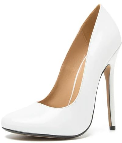ZIRIA Escarpins tendance à bout pointu en cuir verni 15 cm pour femme Noir
