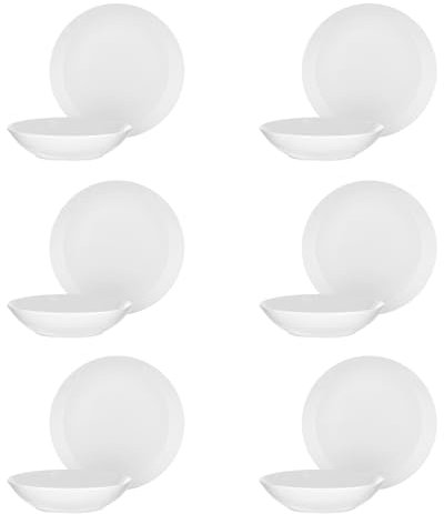 Set 12 piatti bianchi tondi in porcellana
