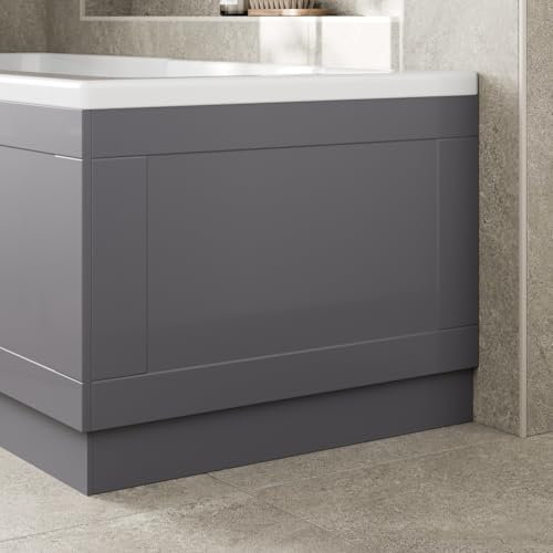 Affine® Traditional 700 End Panel MDF Bath Panel 15mm, Wooden Panels for Bathroom Baths Soaking Tubs, Adjustable Plinth, Easy to Cut, Grey Gloss