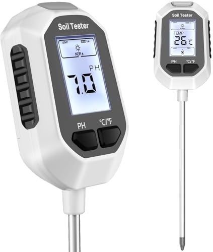 YAMRON 4-in-1 Soil Moisture Meter, Digital Plant Temperature/Soil Moisture Test & PH Meter/Sunlight Intensity, Backlight LCD Display for Gardening, Farming and Outdoor Plants