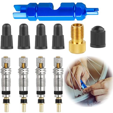 11-teiliges Presta-Ventilkernset, Fahrrad Presta Ventil mit Ventilkappen,Französisches Ventil Adapter, Ventilschlüssel für Fahrräder,Mountainbikes Austausch des Ventilkerns