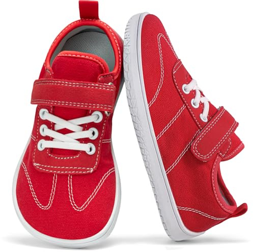 Kids Shoes Boys Wide Toe Box Barefoot Girls Canvas Sneakers Toddler Breathable Comfy Summer Outdoor Activities Walking Running Zapatos para niños niñas Red