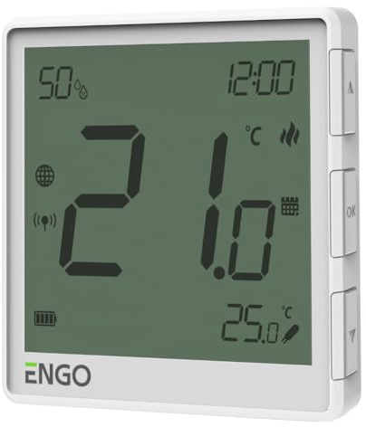 ENGO E-ONE Wireless Smart Thermostat, WiFi Programmable Controller, ZigBee 3.0, Underfloor Heating, Alexa Compatible, TUYA Smartlife Control Boiler Heat Pump (White EONE-BATW)
