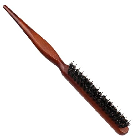KQOZG Spazzola Teasing con Setole di Cinghiale, Manico in Legno Massiccio, Spazzola Liscia per Bun, Ideale per Capelli Lunghi, Spessi, Ricci, Ondulati, Secchi o Danneggiati
