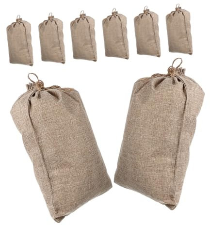 FUNNETOYU 8piezas Bolsas Reutilizables De Yute Con Cierre Para Almacenamiento De Verduras Saco De Almacenaje Para Patatas y Cebollas Para Jardín y Cocina