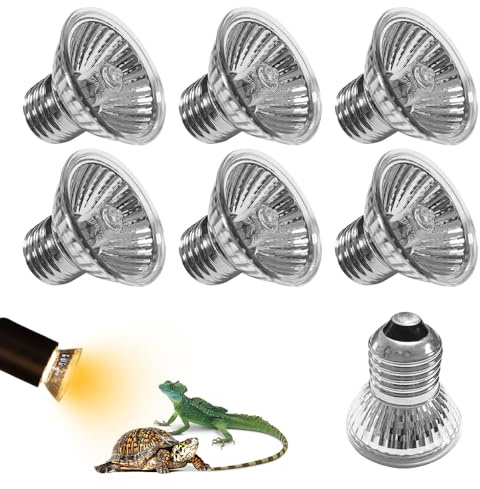 KBIBCK Reptilien Wärmelampe, 25W UVA UVB Dimmbar Glühlampe, E27 UV LampeTerrarium, 220V Heizlampe Terrarium, Dimmbar Wärmelampe Terrarium für Reptilien, Eidechsen, Schildkröten, Schlangen(6 Stück)