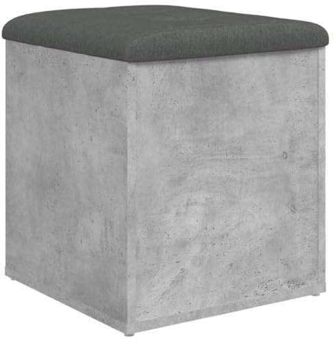 CIOURSTO Panca portaoggetti interna - panca con contenitore per camera da letto, ingresso | baule e pouf portaoggetti multifunzionale (grigio cemento, 42 x 42 x 45 cm)