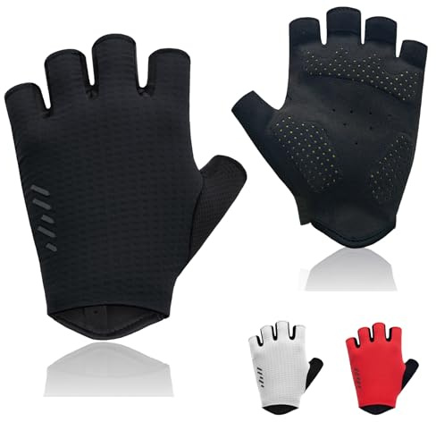VXW Half Finger Bike Gloves for Men Women Cycling - with Reflective Strips &Anti-Slip Shock-Absorbing Pad for Bicycle/Mountain Bike/Workout/MTB/Gym (Black, L)