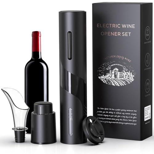 Cavatappi Elettrico per Vino, Quntis Può Essere Riutilizzato Apribottiglie Elettrico, Cavatappi Professionali Impostato, Cutter in Alluminio, Spina Sottovuote, Versatore, Regali Natale Set Regalo Uomo