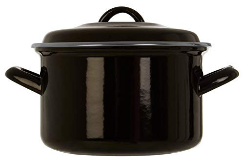 Porter Casserole Dish with Lid, Enamel, Small, 2.6 Litre - Black