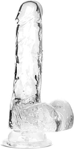 Dildo realistico da, giocattoli erotici in materiale sicuro per il corpo, pene finto e con forte ventosa per giochi a mani libere cazzoduro per donna o uomini dildo anale (Trasparente-1, 20CM)