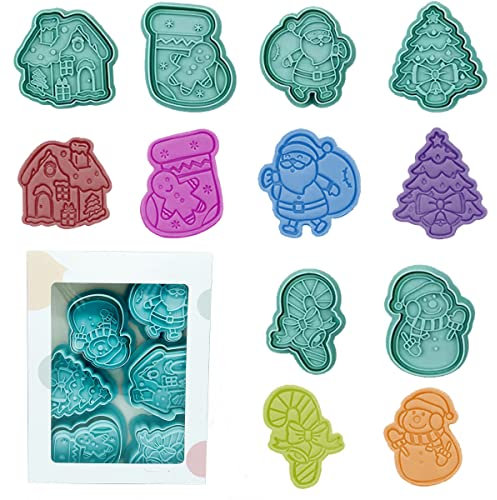 Yealoo Stampini per Biscotti Natale, 3D Tagliabiscotti per Decorare Biscotto/Dolci/Torta (6 Pezzi)