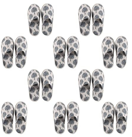 Teceyfeet Set di pantofole per ospiti, lavabile, 6 paia/10 paia di pantofole per ospiti, unisex, taglia unica, antiscivolo, per ospiti, per l'inverno, 10 paia di colore bianco, 43 EU