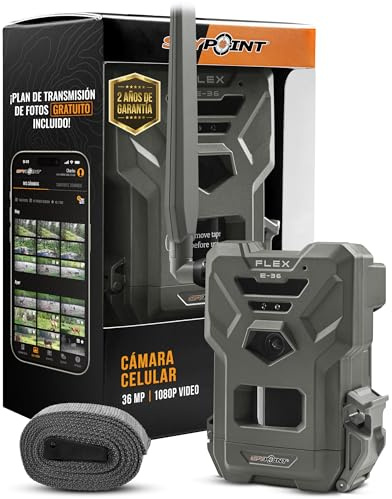Spypoint Flex E-36 Cellular Outdoor Camera, 36MP Photos and 1080p Videos with Sound, LTE Connectivity, 100' Flash & Detection Range, Responsive Trigger up to .3S