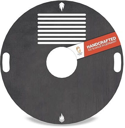 Feuerfest 123 Grillplatte rund I Ø 60cm I Feuerplatte aus Feinkorn-Stahl I Massive Plancha-Platte mit 4mm Stärke I Grillaufsatz für Feuerschale, Feuertonne, BBQ-Grilltonne & Kugelgrill
