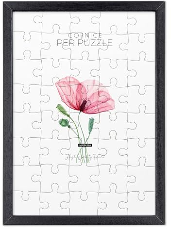 Lupia - Cornice per Puzzle Optical Black Nera da parete in Legno, protezione frontale in Acrilico Trasparente, Adatta e Compatibile con Formati Vari di dimensioni, pezzi e tessere 59,2x84,3 cm