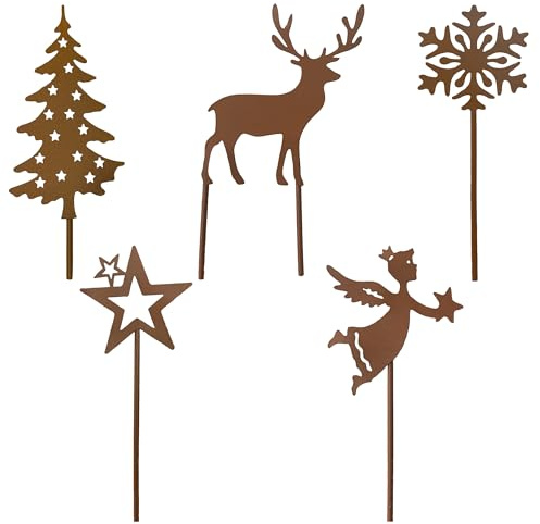 KRONLY Trädgårdsplugg 5 x juldekoration rostplugg metall jularrangemang adventskrans julkrans