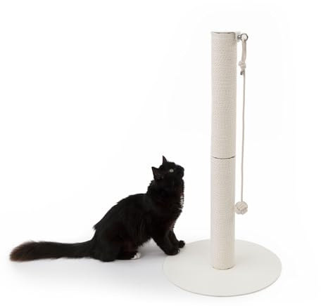 LucyBalu® PAPERPOLE Kratzsäule Freistehend | Papierseil | Kleiner Kratzbaum | Weiß