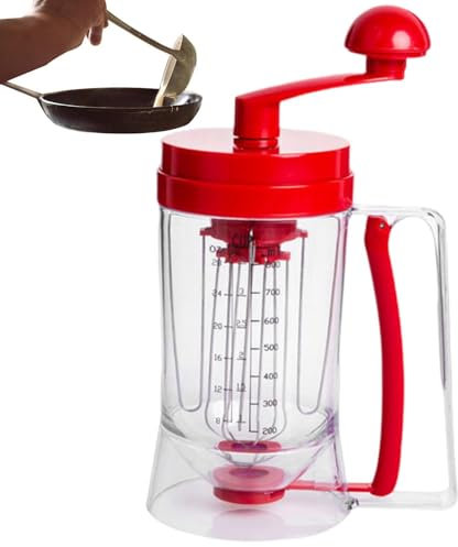 Dispensador de masa para panqueques, 900 ml, separador de masa para magdalenas con función de agitación, dispensador manual de acero inoxidable, vertedor para panqueques en porciones, cupcakes