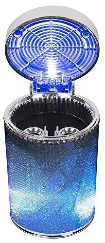 Cpolebev Cenicero Portátil de Coche Cenicero de Coche con Luz Led Cenicero de Soporte de Vasos con Luz Led de Color para Camión Oficina Hogar Coche