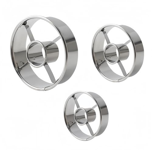 Zhenghebuy Moldes Rosquillas,2 Piezas Cortadores Galletas Acero Inoxidable,Molde De Rosquilla De Acero Inoxidable Reutilizable,Cortadores Redondos para Masa,Pastelería,Rosquilla