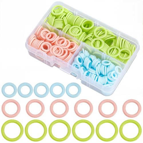 craspire 380 Anneaux Marqueurs de Tricot en Plastique de 3 Tailles Anneaux de Verrouillage pour Aiguilles Rondes de Crochet Colorées et Aléatoires pour Couture Vêtements Bricolage Accessoires