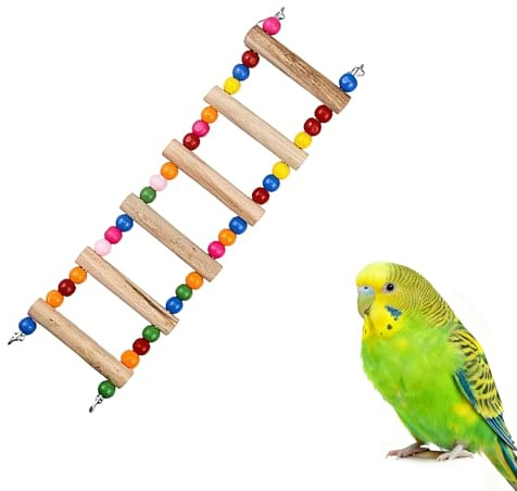 Parrot Bird Ladder Toy Climbing Wooden Perch Durable Hanging Fun Interactive Exercise Playing Cage Accessory for Parrots Cockatiels