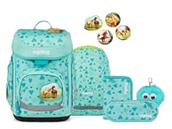 ergobag cubo Bundle Set AW25/26, zaino scolastico ergonomico classico 6 pezzi prima elementare HorsedreamBear - Turchese
