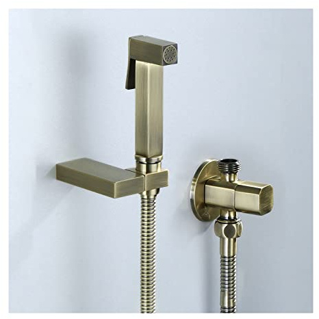 Spruzzatore per bidet per WC con kit spruzzatore per pannolini in ottone montato a parete e tubo da 150 cm per lavaggio femminile, attacco spruzzatore per bidet portatile in bronzo (D)