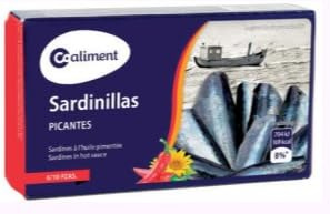 Coaliment Sardinillas Piquantes, Petites Sardines Épicées, Pack de 3 Boîtes de 62g Poids Égoutté