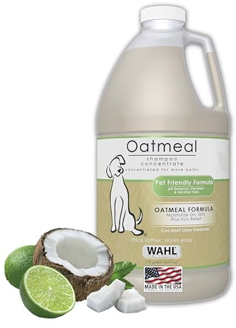 Wahl USA Dry Skin & Itch Relief Pet Shampoo for Dogs – Oatmeal Formula with Coconut Lime Verbena Scent - 64 Oz - Model 821004-050