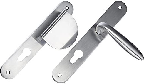 Bricard Esquisse 9984051 Ensemble Poignées Palière zamak Béquille + Aileron Profil Européen (sans Cylindre) pour Porte d'Entrée, Argent