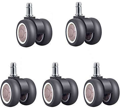 2 Pollici Rotelle per Sedie Ufficio, Rotelle di ricambio in gomma TPR, rotella silenziosa a doppio cuscinetto girevole a 360 °, per pavimenti in legno, moquette, piastrelle - 5 pezzi (D'oro)