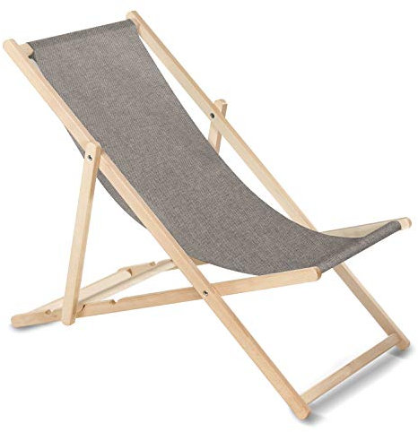 Green Blue Liegestuhl Sonnenliege Klappbar aus Buchholz ohne Armlehne Sonnenliege Gartenliege Liege (Grau Melange)