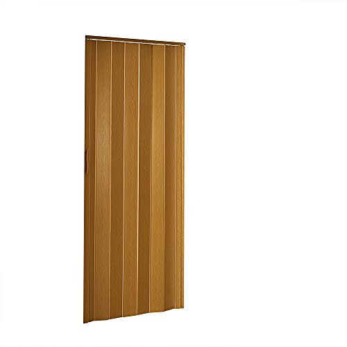 PVC Folding Door Magnetic Catch PVC Concertina Accordion Door Gloss 84x203cm 6mm Thick (Yellow)