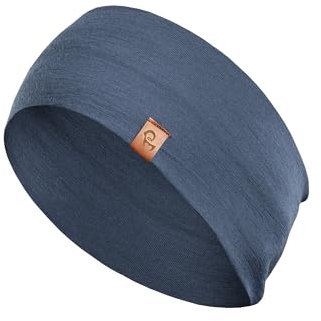 menique 100% Merino Damen Stirnband: menique rutschfeste Schweißbandbreite Ohrwärmer für das Laufen Wandern Yoga Sport-Stirnbänder für Feuchtigkeitsableitung und Haarband (Universal, Denim)