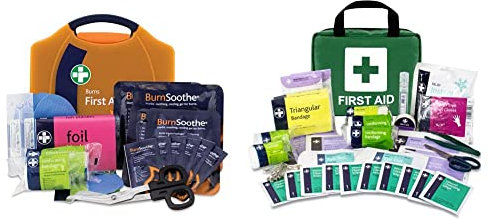 Reliance Medical Burn First Aid Kit in Orange Compact Aura Box & Lewis-PLAST 90 Piece Premium First Aid Kit for Home Car Holiday and Workplace - Includes Bandages