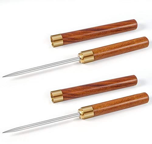 Ice Pick with Cover - 2 Pack Stainless Steel Ice Picks for Breaking Ice, Non-slip Wooden Handle Ice Pick Tool Easy to Grip, Ice Picks for Kitchen (Long)