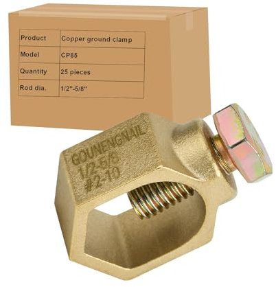 GOUNENGNAIL Copper Ground Rod Clamp, Great for 1/2”- 5/8’’ Grounding Rods(25PCS Copper Clamp)