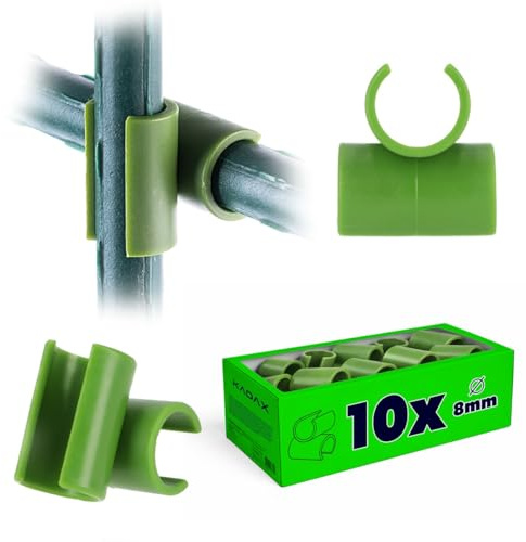KADAX Lot de 10 connecteurs de Plantes en Forme de Croix en Plastique pour piquets de Jardin, connecteurs de Tige, Anneaux de Support pour Plantes, Accessoires pour Serre (8 mm)