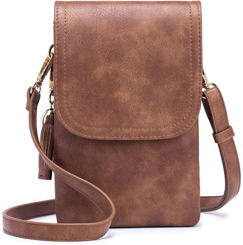 Roulens kleine Handy Umhängetasche Damen, Handytasche mit Geldbörse zum Umhängen, PU Leder Tasche damen für Frauen Designer, verstellbarer Riemen und Schlüsselanhänger