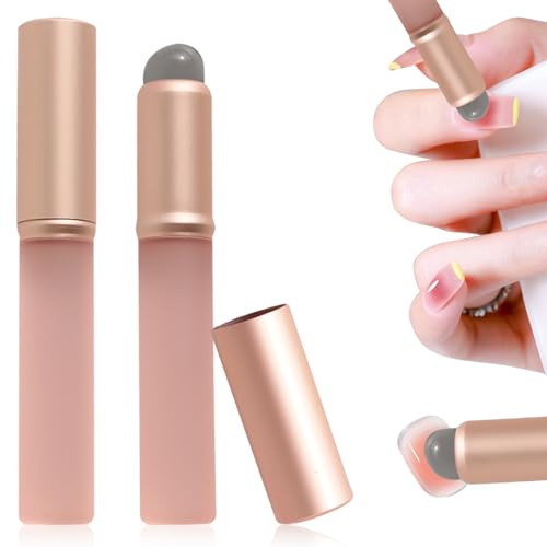 CANIPHA 2 st silikonnagelborste, Ombre nagelverktyg, återanvändbar silikonkromapplikator för naglar, bärbar tonad nagellacksborste med skyddskåpa för manikyr gör-det-själv (rosa)