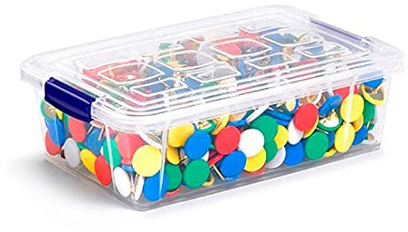 Acan Tradineur - Mini Caja de almacenamiento transparente - Fabricado en plástico - Contenedor para almacenarbotones, hilo o alimentos - 3,8 x 12 x 8 cm - 200 Ml