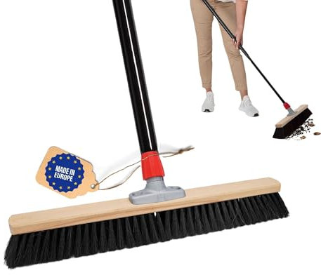 Novaliv Großer Besen 80 cm mit Stiel - Ideal als Saalbesen, Werkstattbesen, Hausbesen und Kehrbesen mit Kunstborsten